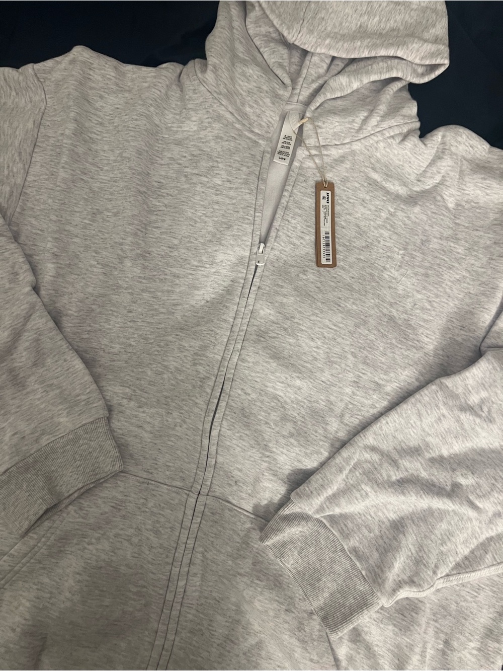 SKIMS Light Heather Gray oversized Full-Zip Hoodie - Picture 2 of 5